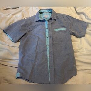 Blue Casual Button Down Shirt with Relaxed Fit